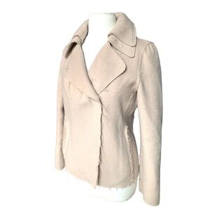 ARMANI COLLEZIONI Cream Wool Cropped Trench Coat